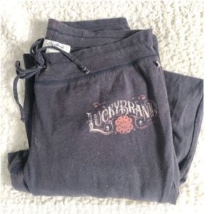 Lucky brand, size small, blue drawstring sweat pants. With shamrock tag on the s